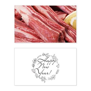 Imagem de Rib Chop Raw Meat Food Texture New Year Festival Cartão de felicitações Mensagem Presente