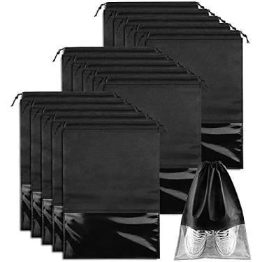 Imagem de 20 peças Sacos de sapatos para viagem grandes organizadores de armazenamento de sapatos visor transparentes com corda para homens e mulheres
