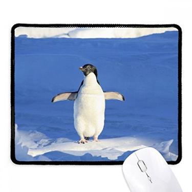 Imagem de Mousepad bonito branco com imagem da natureza do pinguim e borda costurada para jogos