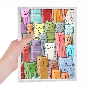 Imagem de Caderno sorrindo com desenho fofo e proteção de gatos para amantes de animais de estimação, diário de folhas soltas recarregável