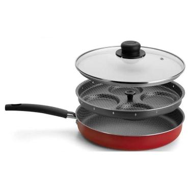 Imagem de Frigideira para 4 Ovos Poché Antiaderente em Alumínio 27 cm Multiflon