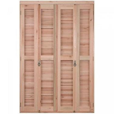 Imagem de Porta Janela com Veneziana Pantográfica e Caixilhos para Vidros Pantográficos Inteiros Rondosul Natural