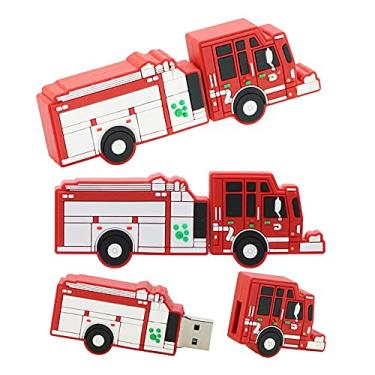Imagem de Unidade flash USB em formato de caminhão de bombeiros de 16 GB disco U disco USB 2.0 dados USB Flash Disk Memory Stick Pen Drive dispositivo de armazenamento USB Drive externo disco flash de armazenamento (vermelho)