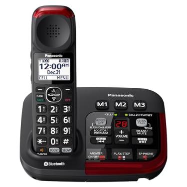 Imagem de PANASONIC Telefone sem fio Link2Cell KX-TGM430B Bluetooth amplificado com secretária eletrônica eletrônica falante teclado de identificação e agenda telefônica – 1 aparelho (preto)
