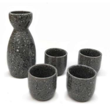 Imagem de JapanBargain, Garrafas de saquê de vidro com furo para suco de vinho frio, cerveja, restaurante e uso doméstico, 295 ml (azul x4, 295 ml)