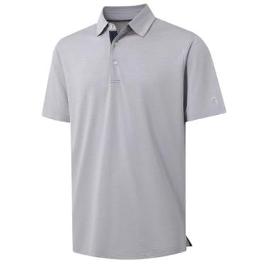 Imagem de M MAELREG Camisas de golfe masculinas Dry Fit manga curta desempenho absorção de umidade mesclada jacquard Active camisas polo masculinas, Jeans desbotado mesclado, G