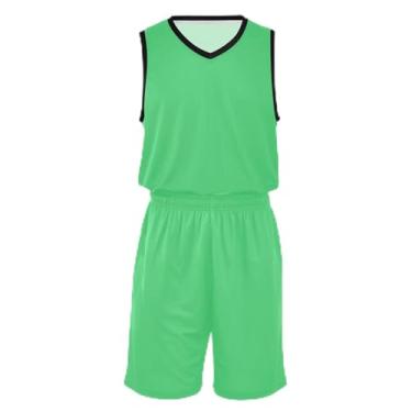 Imagem de Camiseta de basquete rosa gradiente, ajuste confortável, camisa de futebol 5 a 13 anos, Verde turquesa, XXG