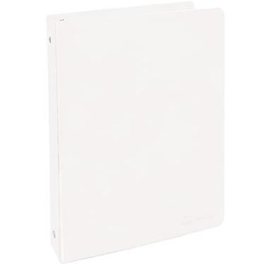 Imagem de Fichário de 3 anéis de 2,54 cm, capa branca transparente com 2 bolsos internos, materiais escolares coloridos para escritório e casa – por Enday