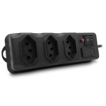 Imagem de Filtro de Linha GV Brasil, Bivolt, 3 Tomadas, Preto - FTD.21201
