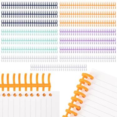 Imagem de HINZIC Pacote com 15 espinhas de encadernação de pente de 3/20.3 cm de plástico, 26 anéis, bobina de encadernação em espiral multicores para máquinas de encadernação de professores, estudantes,