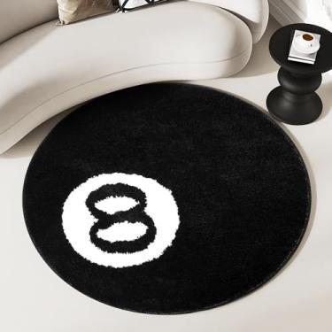 Imagem de 8 tapetes redondos pretos para quarto, estética, 61 cm, antiderrapante, 8 esferas, tapete de banho, decoração de quarto masculino, capacho para sala de estar