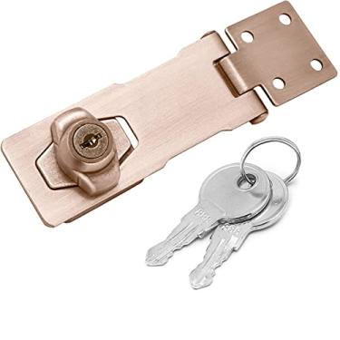 Imagem de Fechaduras de ferrolho com chave de 10 cm, fecho de trava com chave igual, trava de segurança para armários, gavetas, caixas de ferramentas, porta diferente, pacote com 1 (bronze vermelho)