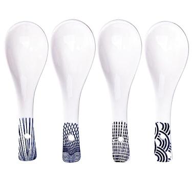 Imagem de Conjunto de 4 colheres de sopa japonesas, colheres asiáticas para salada de aveia Wonton