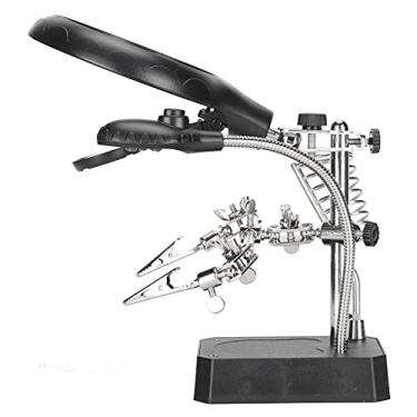 Imagem de Clipe Auxiliar de Lupa 10X Com Luzes LED, Suporte de Mesa Ajustável para Reparo Integrado de Placa-mãe, Têxtil, Escritório, Adequado para Observação