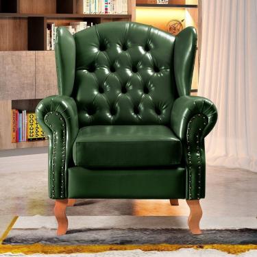 Imagem de Poltrona Chesterfield Imperador Decoração Retrô Vintage Verde