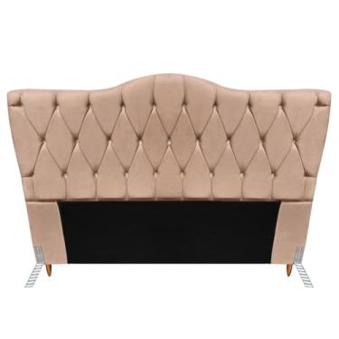 Imagem de Cabeceira King Size Casal Cama Box Quarto Barcelona 1,98m (Suede bege escuro)