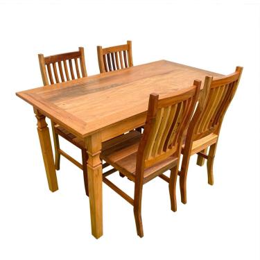 Imagem de Mesa em Madeira de Demolição 1,40x 0,70 com 4 Cadeiras Anatômica Sudeste Rustico