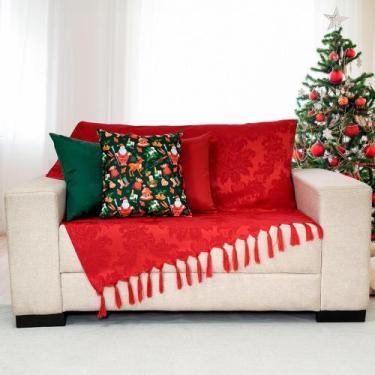 Imagem de Kit Manta Xale Sofá Natal com 3 capas de Almofadas 45x45 - MUMUDECOR, 