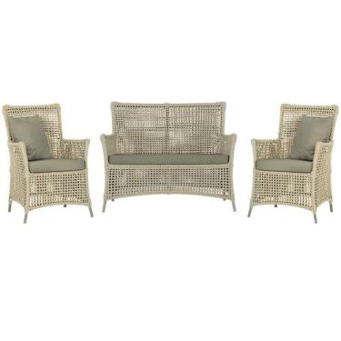 Imagem de Jogo Sofá e 2 Poltronas de Área Igapó Alumínio Pintura Fendi Corda Náu