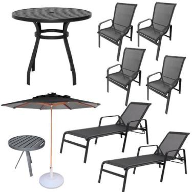 Imagem de Kit Jogo De Mesa Aluminio Móveis Para Área Piscina Completo - Nossa Ka