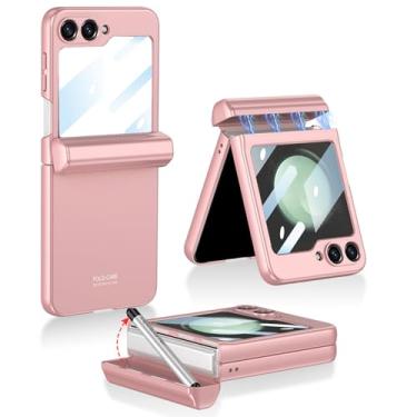 Imagem de MistWorld Capa para Samsung Galaxy Z Flip 6 com caneta Stylus, proteção magnética de dobradiça, película de proteção de vidro frontal integrada, ultrafina, à prova de quedas com tudo incluído (rosa, z