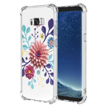 Imagem de JDYGWK Capa para Samsung S8 Plus Galaxy S8 Plus com estampa de flores transparentes, TPU macio fino, leve, à prova de choque, capa protetora para celular para Samsung Galaxy S8 Plus, flor eterna