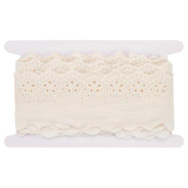 Imagem de MAYJOYDIY 5 metros × 7,5 cm bordado floral branco algodão ilhó fita de acabamento de renda bordado floral borda ondulada para costura artesanato vestidos bolsa de roupas decoração de casa