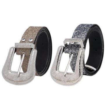 Imagem de Kit Cintos Country Cowboy Com Strass Feminino Fivela de Metal - Bless 