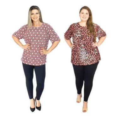 Imagem de Kit 3 Blusas Femininas Plus Size Manga  Senhora Liganete - Bossi, EX V