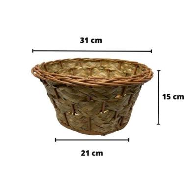 Imagem de Cesto Cachepot De Vime Com Palha 15x31x21 Grande Ref 858 Bandeja - Ins