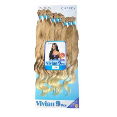 Imagem de Cabelo Cherey Bio Fibra Liso Ondulado Vivian 9 telas 65cm 360g, Loiro 
