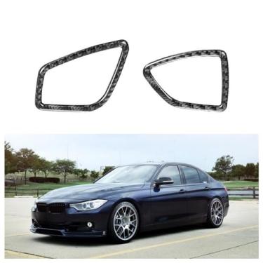 Imagem de IKUESM Compatível com BMW Série 3 GT F30 F34 2013-2018 Acessórios Fibra de carbono Painel do carro Ar condicionado Descongelamento Ventilação Guarnição Adesivo da moldura(Right-hand drive BLACK B)