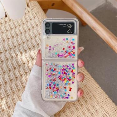 Imagem de para Samsung z Flip 5 Quicksand Love Heart Case para Samsung Galaxy Z Flip 5 4 3 flip5 ZFlip 4 Glitter Fluorescência Luminosa Capa,2,Para Samsung Z Flip4