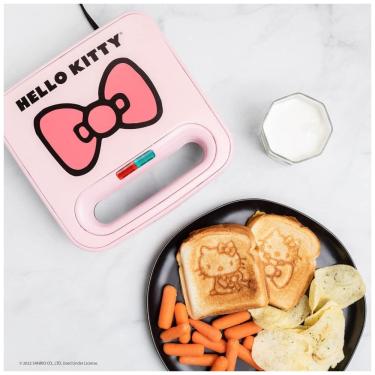 Imagem de Sanduicheira com Placas Antiaderente para 2 Lanches, Tema Hello Kitty, 110V 700W, Uncanny Brands, Rosa