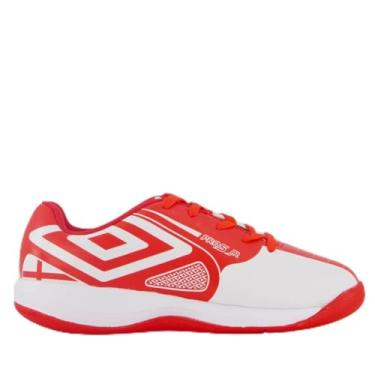 Imagem de Chuteira Umbro Pro 5 England Futsal Juvenil Branca e Vermelha
