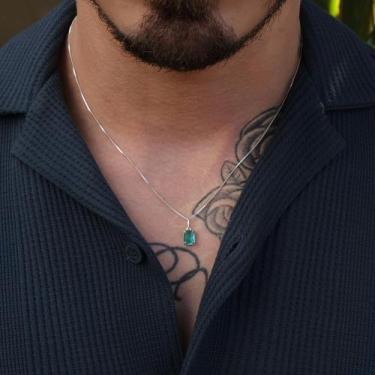 Imagem de Colar de Prata Cristal Slim Turquesa - Padrao