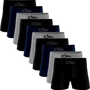 Imagem de Kit 10 Cuecas Zorba Boxer Algodão Box Elástico Sem Costura Cueca Mascu