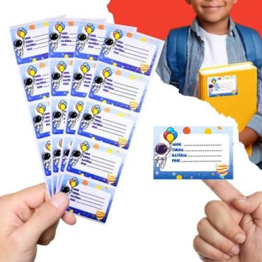 Imagem de 50 Etiquetas Escolar Com Pauta e Tarja  Astronauta  Tam. 6 x 4 Cm  - 4