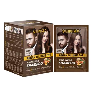 Imagem de Shampoo Tonalizante Cabelo Formula Natural Sem Amonia Veinira 10 X 25ml Castanho Escuro