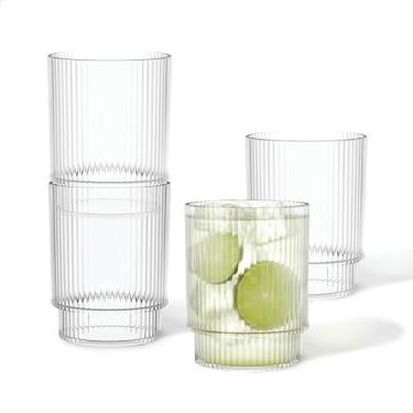 Imagem de TOSSWARE Conjunto de 24 copos Canelados RESERVE de 340 g, qualidade premium, seguro para lava-louças Tritan e resistente ao calor, inquebrável