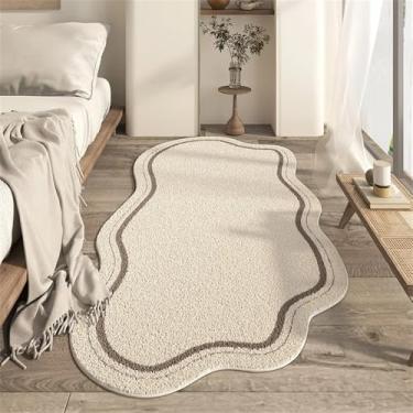 Imagem de HJZSZX Tapete irregular estilo creme, tapete para quarto, sala de estar felpuda, antiderrapante, mesa de centro, tapetes decorativos de fácil manutenção, cor 1,50x80cm