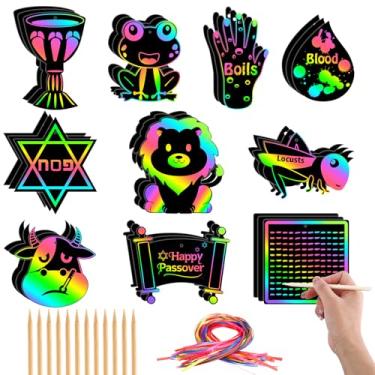 Imagem de JULMELON 36 peças de artesanato de Páscoa, arte de papel de raspar arco-íris para presentes de páscoa, cor mágica, cartões de raspar para atividades faça-você-mesmo, projetos de desenho, lembrancinhas