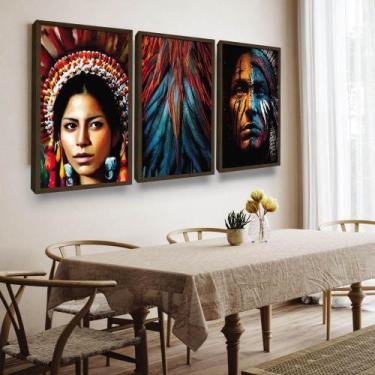 Imagem de Quadros Decorativos Indígenas com Moldura - Looks Objetos de Arte