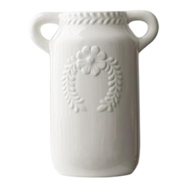 Imagem de Kuntesetty Vaso de flor de cerâmica Organizador de buquê branco Presente de arranjo floral Planter para o dia da manta de casamento em casa Dia dos namorados, Boca 7.8 Cm