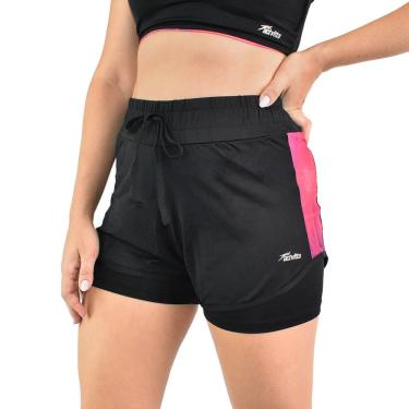 Imagem de Short Feminino Activitta Esportivo Treino Confortável Preto Fúcsia