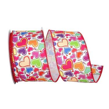 Imagem de Reliant Ribbon Fita com fio de sarja multicolorida Hearts & Love