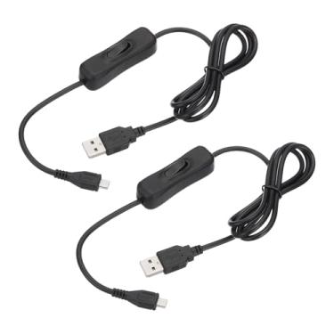 Imagem de PATIKIL Cabo de extensão USB de 1 m com interruptor liga/desliga, cabo de alimentação micro USB macho para suporte de dados, fio de 4 núcleos para ventilador de lâmpada de mesa com tira de LED