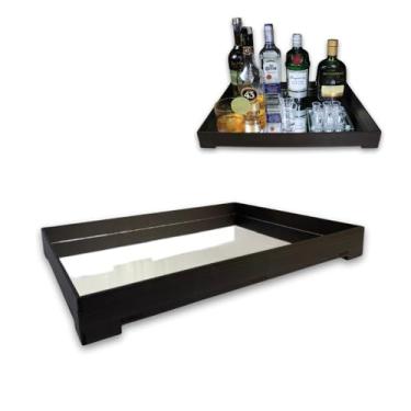 Imagem de Mondo Box Bandeja Espelhada Decorativa Luxo para Bar, Aparador, Adega e Barzinho, Ideal para Taças, Garrafas, Grande 48 x 35cm, Elegante e Funcional para Decoração