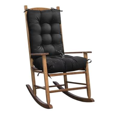 Imagem de TESICA Conjunto de 1 almofada de cadeira de balanço preta para ambientes externos, ambientes internos, almofadas de assento impermeáveis para varanda, deck, assentos de jardim