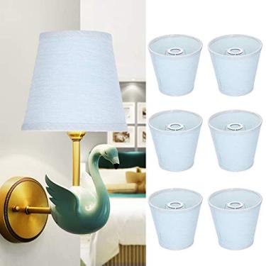 Imagem de Conjunto de abajures de tecido azul celeste, 6 peças, para lustre E14, substituição de luz de parede de vela de mesa moderna, decoração simples